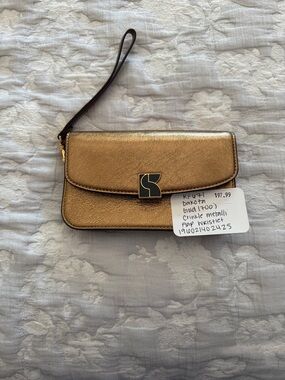 kate spade Gold Metallic Wristlet Clutch with Logo Clasp